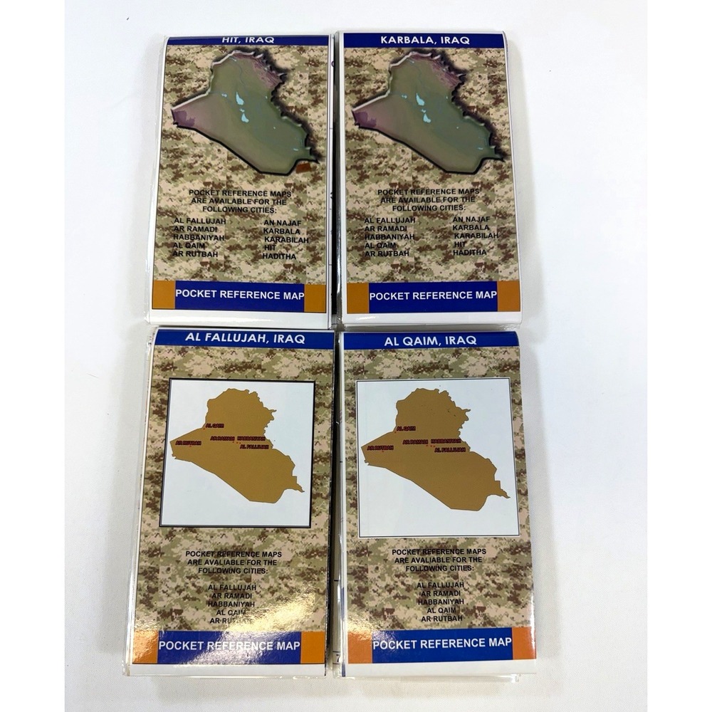 Lot of 4 USMC Iraq Pocket Reference Maps Fallujah Qaim Hit Karbala 2nd Topo OIF